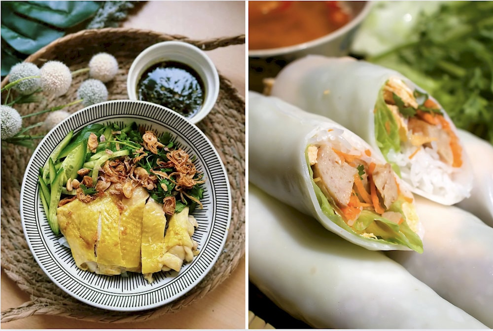 Pho Cuon (fresh spring rolls with beef) and Pho Tron (mixed noodle salad), showcasing the diverse ways pho can be enjoyed beyond the traditional soup